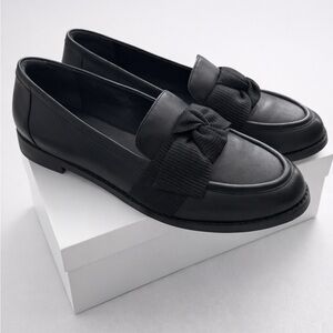 Quince Black Bow Loafers for Women